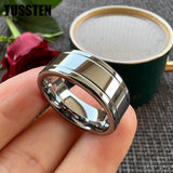 Excellent Grooved Polished Finish 8MM Trendy Gift Jewelry Men and Women Tungsten Engagement Rings Bands