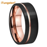 Terrific Offset Groove Brushed Finish 6mm 8mm Mens Womens Tungsten Carbide Ring Comfort Fit Wedding Bands