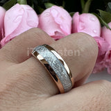 Awesome Meteorite Inlay 6mm 8mm Tungsten Carbide Ring for Men Women - Engagement Wedding Band Fashion Jewelry