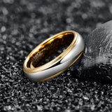 High Quality Domed Polished Step Gold Color Plating 6mm Width Tungsten Steel Ring, Wedding Band Comfort Fit Ring