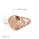 New Arrival Glossy Filled 14K Rose Gold Unique Pattern Round Rings for Women - Ethnic Bride Wedding Jewelry