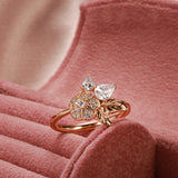 Elegant Vintage Texture Flower Filled 14K Rose Gold AAA Zircon Diamonds Fashion Women's Rings - Fashion Fine Jewelry