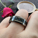 Black Blue Carbon Fiber Inlay Shiny Bevel Edges 6/8MM Men and Women Tungsten Comfort Fit Wedding Band