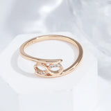 Minimalist Double Twist White 14K Rolled Rose Gold AAA Zircon Diamonds Geometric Rings For Women Fine Party Jewelry