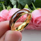 Dark Wood Inlay Domed Polished 8mm 6mm 4mm Men Women Tungsten  Comfort Fit Wedding Band Fashion Jewelry Ring