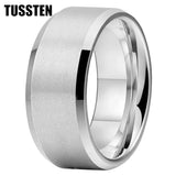 Super Beveled Edges Matte Finish Gold 10/12MM Tungsten Carbide Rings for Men Women, Fashion Engagement Wedding Bands