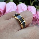 Outstanding Black Carbon Fiber Inlay 8mm Blue Tungsten Men Women Rings Comfort Fit Engagement Wedding Bands