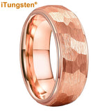 Marvelous Domed Stepped Edges 6mm 8mm Tungsten Hammer Comfort Fit Engagement Wedding Band Men, Women Trendy Jewelry