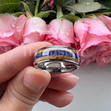 Blue Lapis Whisky Wood Inlay 4 Colors 8mm New Tungsten Carbide Ring for Men and Women Engagement Wedding Band