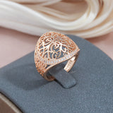 New Big Size Elegant Rolled 14K Rose Gold with AAA+ Cubic Zirconia Diamonds Rings - Bride Wedding Party Jewelry