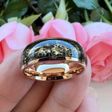 Polished Shiny Domed Sandblast Foil Inlay 8mm Tungsten Carbide Comfort Fit Wedding Bands Men/Women Fashion Jewelry