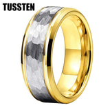 Fabulous Black/Gold/Rose/Original Color 8MM Men Women Comfort Fit Hammer Ring Tungsten Wedding Band