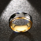 Luxury New Fashion 8mm High Quality Tungsten Steel Geometric Rings For Men Wedding Engagement Bands