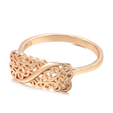 New Vintage Geometric Pattern Elegant Curve Filled 14K Rose Gold Rings for Women Simple Wedding Rings Fine Jewelry