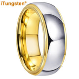 High Polished 6mm 8mm Tungsten Marriage Two Tone Comfort Fit Wedding Bands For Men, Women - Trendy Fashion Jewelry