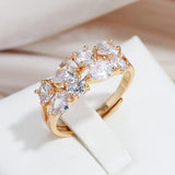 Gorgeous Rolled 14K Rose Gold AAA Zirconia Crystals Full Pave Open Rings for Women - Size Adjustable Luxury Jewelry