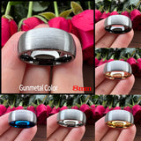 Domed Brushed Multicolor 6mm 8mm Tungsten Comfort Fit Wedding Engagement Ring For Women Men
