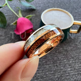 Outstanding Wood Meteorite Inlay 8MM Popular Men Women Tungsten Carbide Comfort Fit Wedding Bands Rings