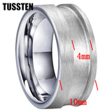 Classic Marvelous Groove Domed Polished 10mm Tungsten Blank Core with 6mm Comfort Fit Rings