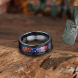 Amazing 8mm Blue Opal Plated Black Tungsten Carbide Rings - Wedding, Daily Jewelry