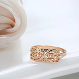 New Vintage Geometric Pattern Elegant Curve Filled 14K Rose Gold Rings for Women Simple Wedding Rings Fine Jewelry