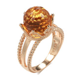 New Unusual Emerald Ball Cut 14K Filled Rose Gold AAA Zircon Crystal Crown Ring for Women Elegant Party Fine Jewelry