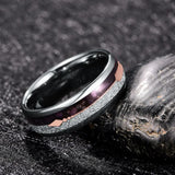 New Arrival Tungsten Carbide 8MM Inlaid Meteorite Black Agate Steel Tungsten Steel Men Wedding Bands