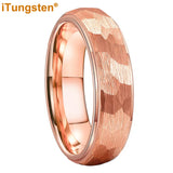 Marvelous Domed Stepped Edges 6mm 8mm Tungsten Hammer Comfort Fit Engagement Wedding Band Men, Women Trendy Jewelry