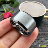Super Beveled Edges Matte Finish Gold 10/12MM Tungsten Carbide Rings for Men Women, Fashion Engagement Wedding Bands