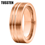 Beautiful 2 Grooves Finish Great Workmanship 8MM Men Women Flat Comfort Fit Wedding Band Tungsten Finger Rings