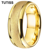 Superb 6/8mm Sandblasted Gold Tungsten Comfortable Fit Ring for Men and Women Fashion Engagement Wedding Band