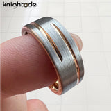 Amazing Flat Brushed Finish 8mm 2 GrooveTungsten Carbide Wedding Engagement Comfort Fit Ring/Band For Men Women