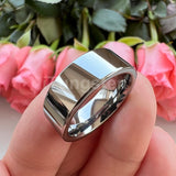 Flat Polished 6mm 8mm Men Women Tungsten Carbide Wedding Band Fashion, Forever Comfort Fit Rings