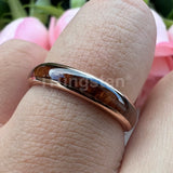 Dark Wood Inlay Domed Polished 8mm 6mm 4mm Men Women Tungsten  Comfort Fit Wedding Band Fashion Jewelry Ring