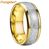 Awesome Meteorite Inlay 6mm 8mm Tungsten Carbide Ring for Men Women - Engagement Wedding Band Fashion Jewelry