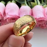 Marvelous Domed Stepped Edges 6mm 8mm Tungsten Hammer Comfort Fit Engagement Wedding Band Men, Women Trendy Jewelry