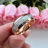 Awesome Meteorite Inlay 6mm 8mm Tungsten Carbide Ring for Men Women - Engagement Wedding Band Fashion Jewelry