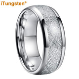 Awesome Meteorite Inlay 6mm 8mm Tungsten Carbide Ring for Men Women - Engagement Wedding Band Fashion Jewelry