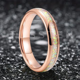 High Quality Pink Color Opal 4MM Nice Women Tungsten Comfort Fit Engagement Wedding Band - Trendy Jewelry