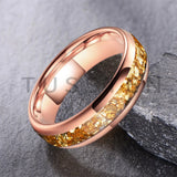 Outstanding Inlaid Gold colored crystal stone 4/6/8MM Men's and Women's Comfortable Fit Wedding Tungsten Ring