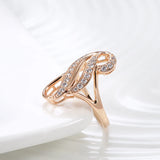 Luxury Hollow Double Curve Geometric Paved Filled 14K Rose Gold AAA+ ZirconDiamonds Rings - Vintage Jewelry