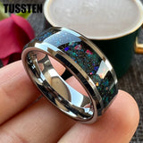 Amazing So Beautiful Galaxy Opal 8MM Tungsten Comfort Fit Engagement Wedding Band For Men Women