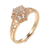 Luxury Hexagon Cut Rolled 14K Rose Gold AAA Zircon Diamonds Full Paved Rings For Women Bride Wedding Jewelry