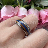 Blue Lapis Whisky Wood Inlay 4 Colors 8mm New Tungsten Carbide Ring for Men and Women Engagement Wedding Band