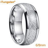 Awesome Meteorite Inlay 6mm 8mm Tungsten Carbide Ring for Men Women - Engagement Wedding Band Fashion Jewelry