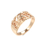 Exquisite Hollow Embossed Flowers 14K Rolled Rose Gold Rings for Women - Fashion Geometric Charm Party Jewelry