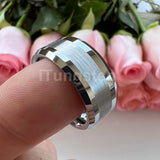 Popular Beveled Center Brushed and Polished 10mm Large Ring Men's Tungsten Engagement Comfortable Fit Ring