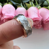 Popular Multicolor 6mm 8mm Men Women Tungsten Hammer Ring Comfort Fit Weddding Band