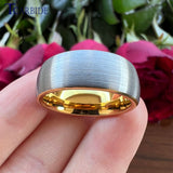 Domed Brushed Multicolor 6mm 8mm Tungsten Comfort Fit Wedding Engagement Ring For Women Men