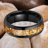Outstanding Inlaid Gold colored crystal stone 4/6/8MM Men's and Women's Comfortable Fit Wedding Tungsten Ring